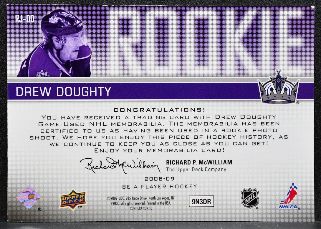 2008-09 UD Be a Player Rookie Jerseys Drew Doughty Kings RC 154/299 Jersey 6250