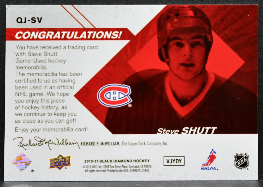 2010-11 Upper Deck Black Diamond Jerseys Quad Steve Shutt Canadiens Jersey 6807
