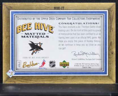 2006-07 Upper Deck Beehive Matted Materials Joe Thornton Sharks Jersey 3339
