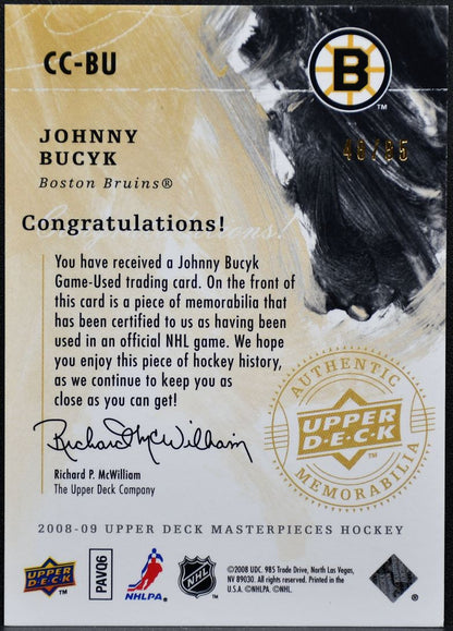 2008-09 UD Masterpieces Canvas Clippings Green Bucyk /85 Jersey 7420