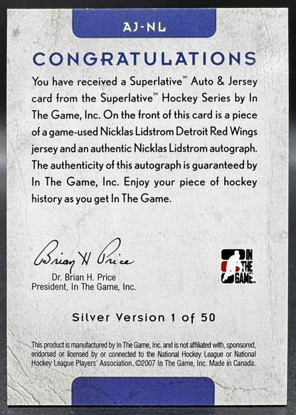 2006-07 In The Game Superlative Auto & Jersey Nicklas Lidstrom AJ-NL Auto Jersey