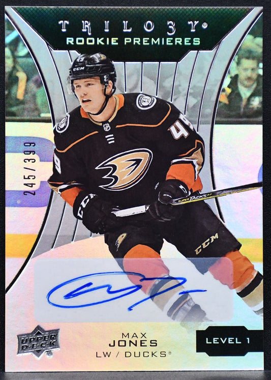 2019-20 UD Trilogy Rookie Premier Silver Foil Autographs Max Jones RC Auto /399