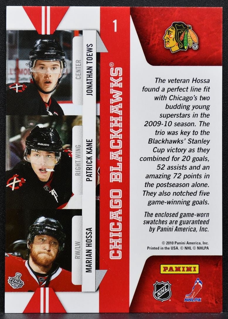 2010-11 Donruss Line of the Times Toews/Hossa/Kane Blackhawks Jersey 4848