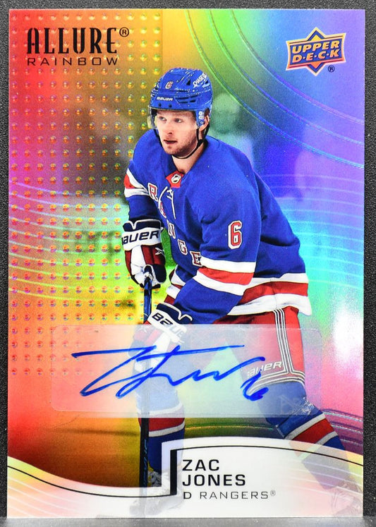 2021-22 UD Allure Full Rainbow Auto Rookie Zac Jones R-34 Rangers RC Auto 3253