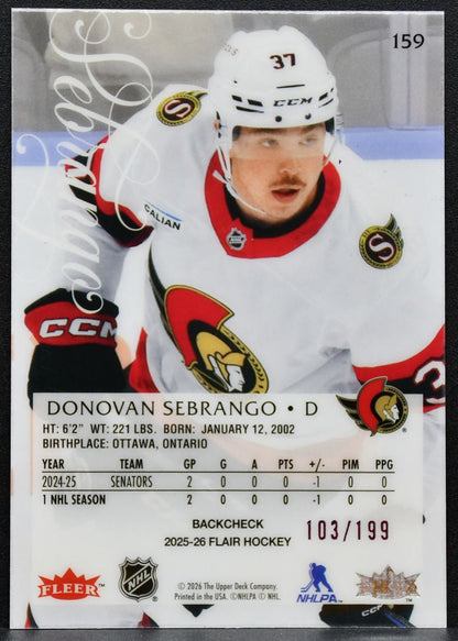 2025-26 Flair Image Rookie C Variant Donovan Sebrango Senators RC 103/199 4612