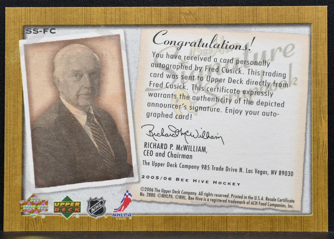2005-06 Upper Deck Beehive Signature Scrapbook Fred Cusick SS-FC Auto 8896