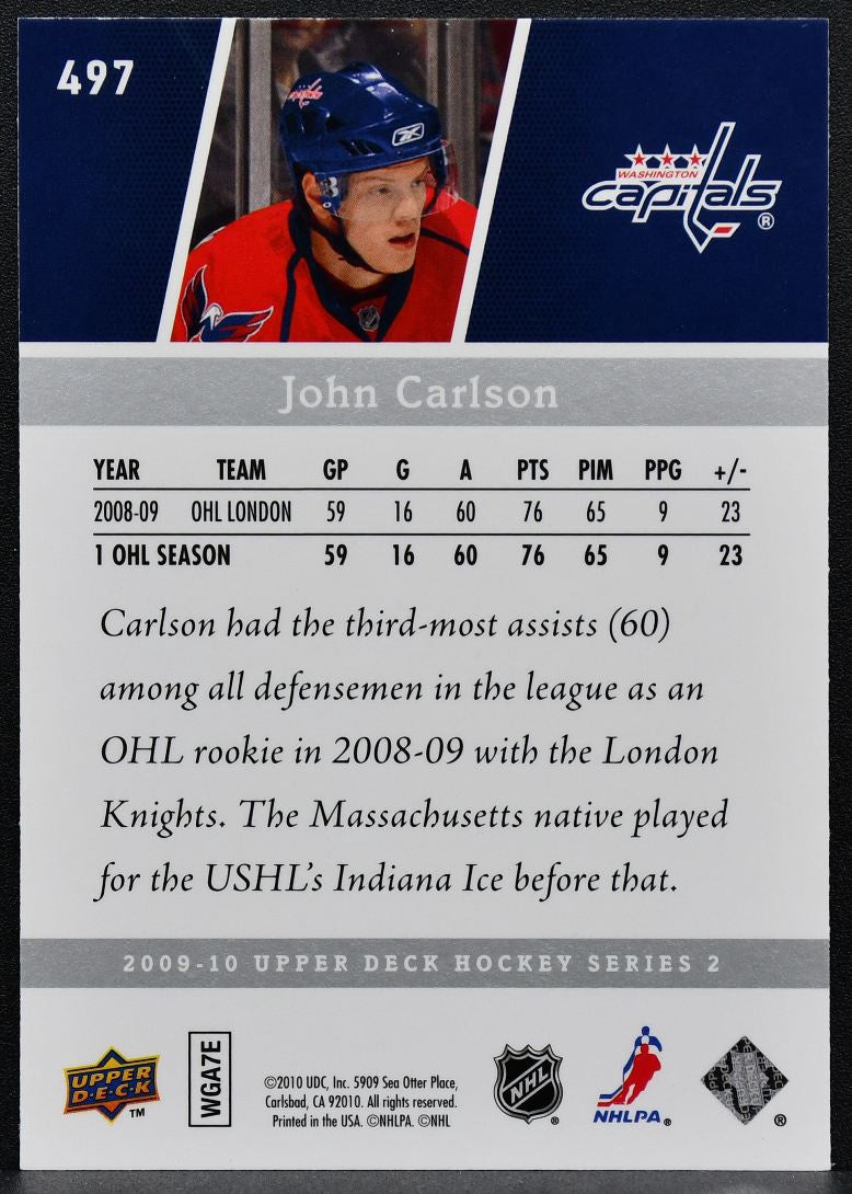2009-10 Upper Deck Series 2 Young Guns John Carlson 497 RC 8968