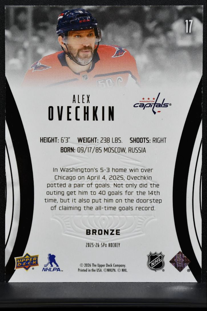 2025-26 SPx Finite Bronze Alex Ovechkin 17 Washington Capitals 520/599 3932
