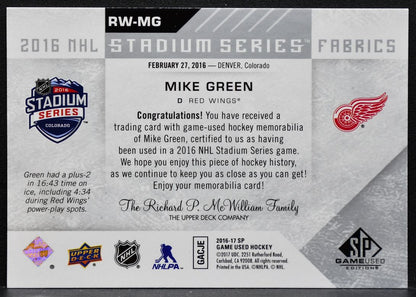 2016-17 SP Game Used 2016 Stadium Series Fabrics Mike Green Jersey 8825