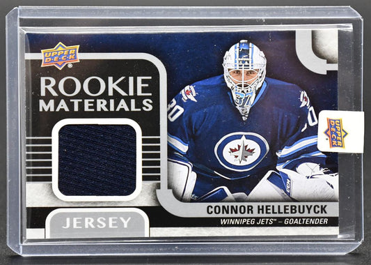 2015-16 UD Series 2 Rookie Materials Connor Hellebuyck RM-CH RC Jersey #1
