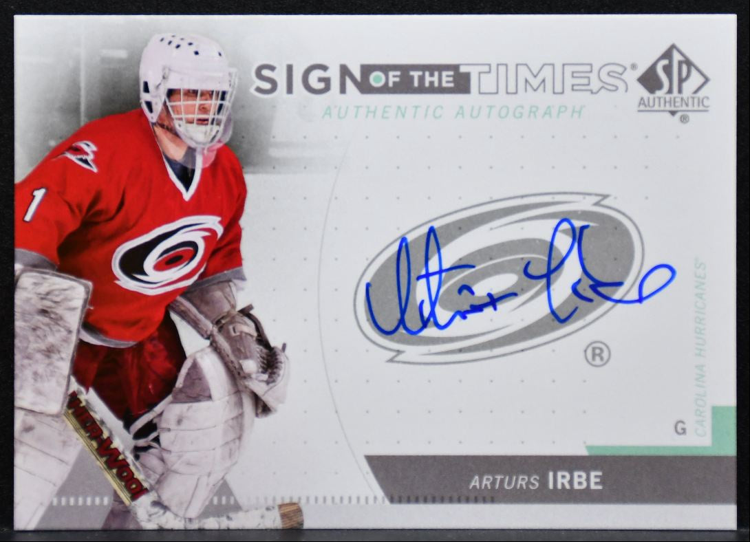 2013-14 SP Authentic Sign of the Times Arturs Irbe SOT-AI Hurricanes Auto 9595