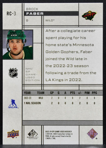 2023-24 SP Game Used 2001 Retro Rookie Crossover Brock Faber Wild 310/499 4735