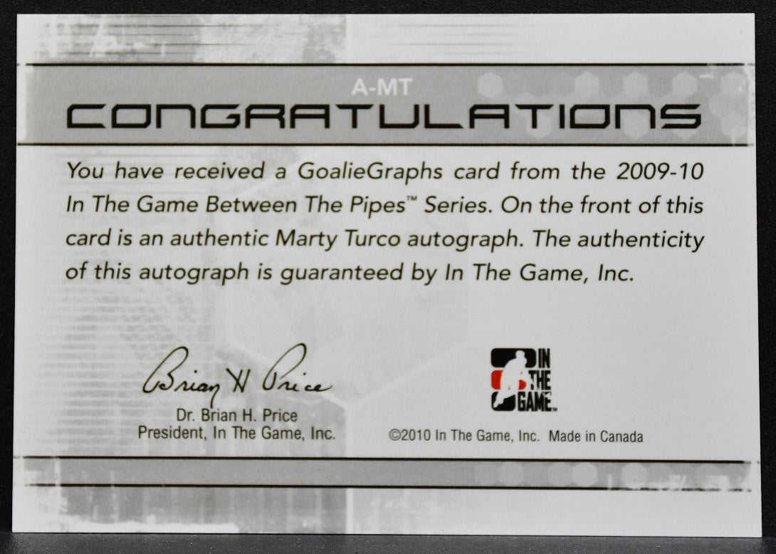 2009-10 ITG BtP Stars of the Game Goaliegraph Marty Turco Auto 0406