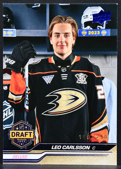 2023-24 UD Extended Series 1st Round Rookies Deluxe Leo Carlsson 736 RC 160/250