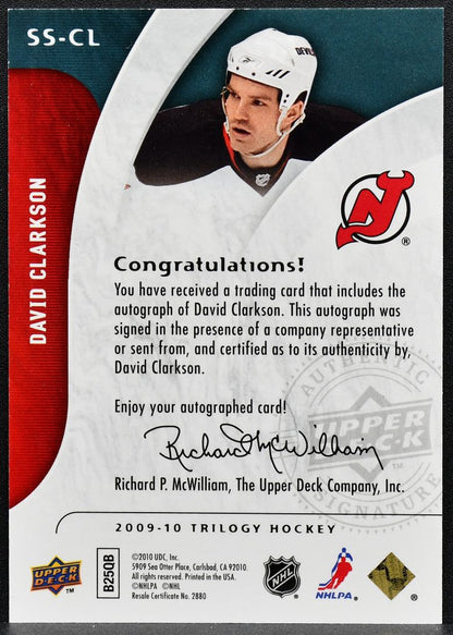 2009-10 Upper Deck Trilogy Superstar Scripts David Clarkson SS-CL Auto 0527