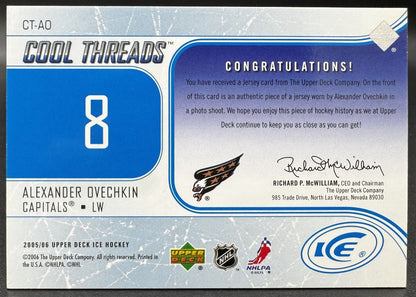 2005-06 UD Ice Cool Threads Alexander Ovechkin Washington Capitals RC Jersey