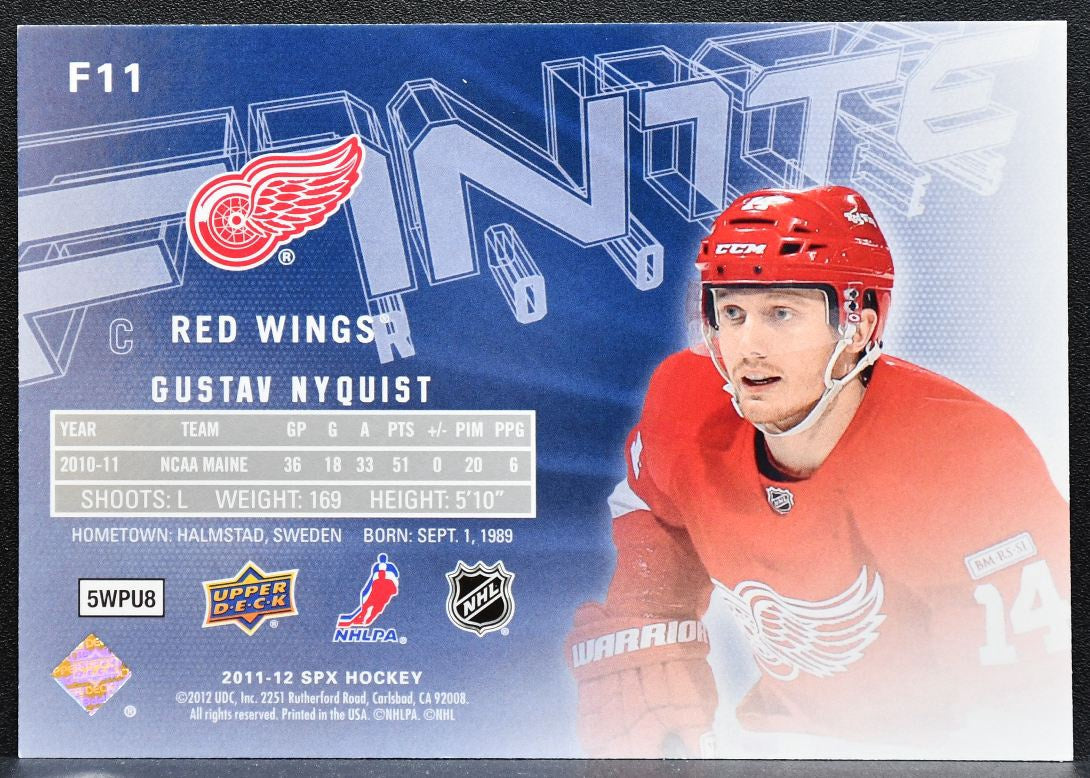 2011-12 SPx Finite Rookies Gustav Nyquist F11 Detroit Red Wings RC 273/499 0528