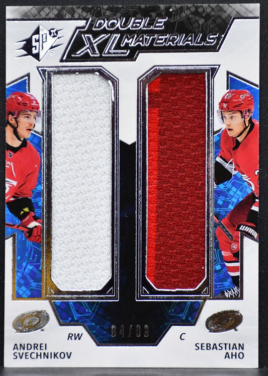 21-22 SPx Double XL Materials Svechnikov / Aho XL-AS Hurricanes 84/99 Jersey 6683