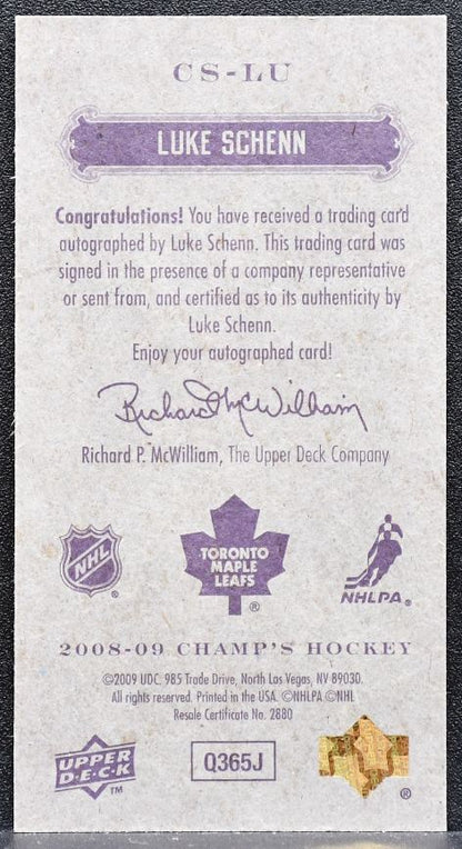 2008-09 Upper Deck Champ's Mini Signatures Luke Schenn Maple Leafs Auto 8641