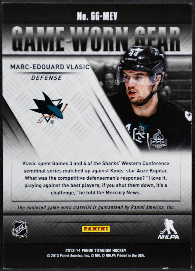 2013-14 Panini Titanium Game-Worn Gear Marc-Edouard Vlasic Sharks Jersey 1532