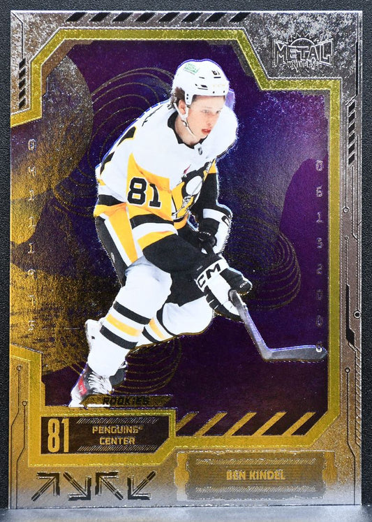 2025-26 SkyBox Metal Universe Rookie Ben Kindel 104 Pittsburgh Penguins RC 9737