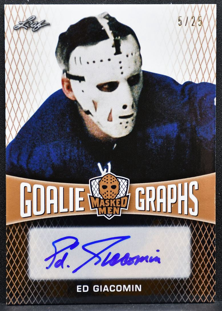2017-18 Leaf Masked Men Goalie Graphs Ed Giacomin GGR-EG1 Rangers Auto 5/25 8186