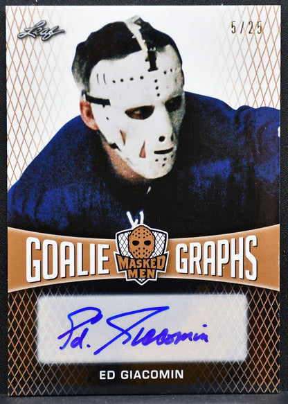 2017-18 Leaf Masked Men Goalie Graphs Ed Giacomin GGR-EG1 Rangers Auto 5/25 8186