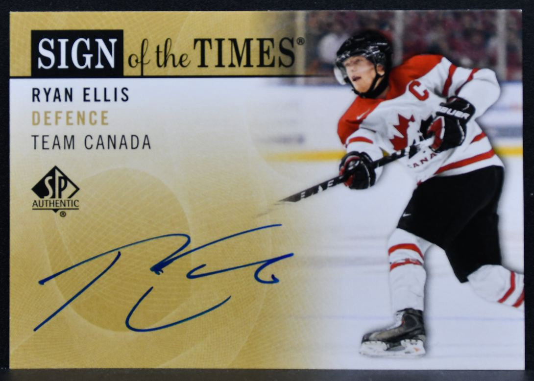 2012-13 SP Authentic Sign of the Times Ryan Ellis SOT-RE Team Canada Auto 9569
