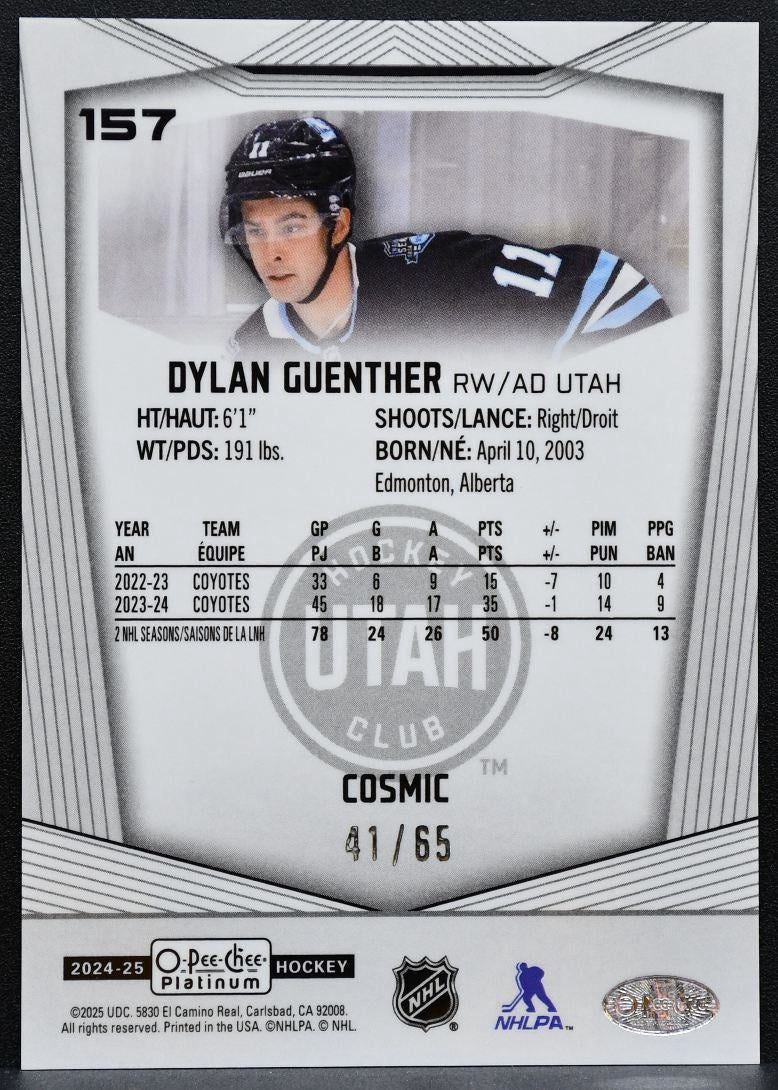 2024-25 O-Pee-Chee Platinum Cosmic Dylan Guenther Utah Hockey Club 41/65 9515