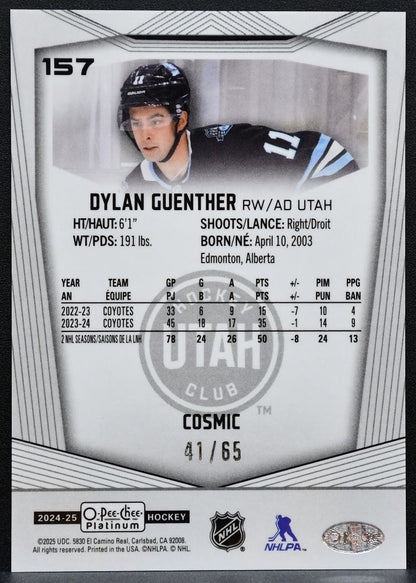 2024-25 O-Pee-Chee Platinum Cosmic Dylan Guenther Utah Hockey Club 41/65 9515