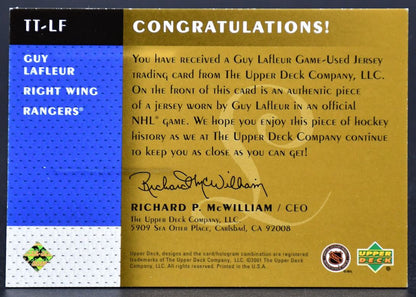 Maillot Guy Lafleur TT-LF 2001-02 UD Legends Timeless Tributes