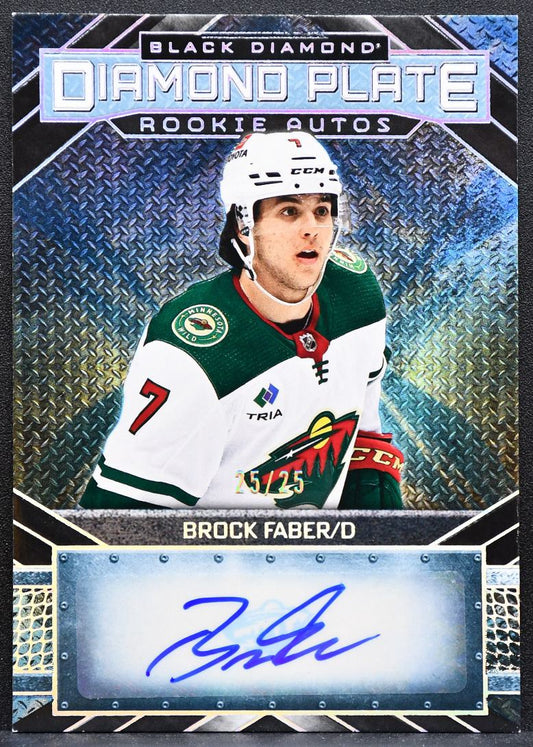 2023-24 UD Black Diamond Plate Rookie Autos Brock Faber Wild RC Auto 25/25 8167