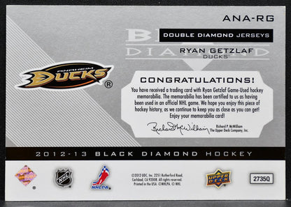 2012-13 Upper Deck Black Diamond Dual Jerseys Ryan Getzlaf Ducks Jersey 9853