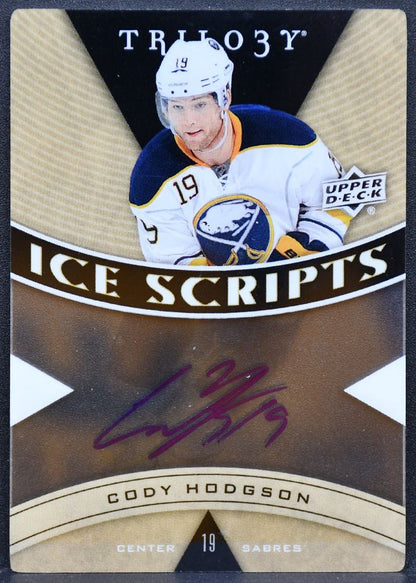 2012-13 Upper Deck Trilogy Ice Scripts Cody Hodgson IS-CH Sabres Auto 0539