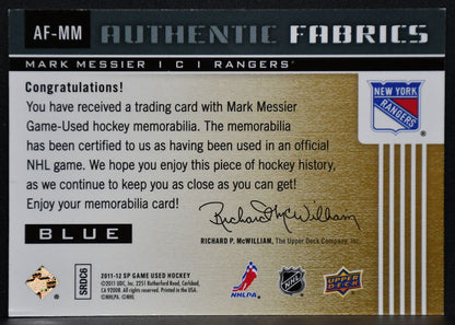 2011-12 SP Game Used Authentic Fabrics Mark Messier AF-MM Rangers Jersey 4473
