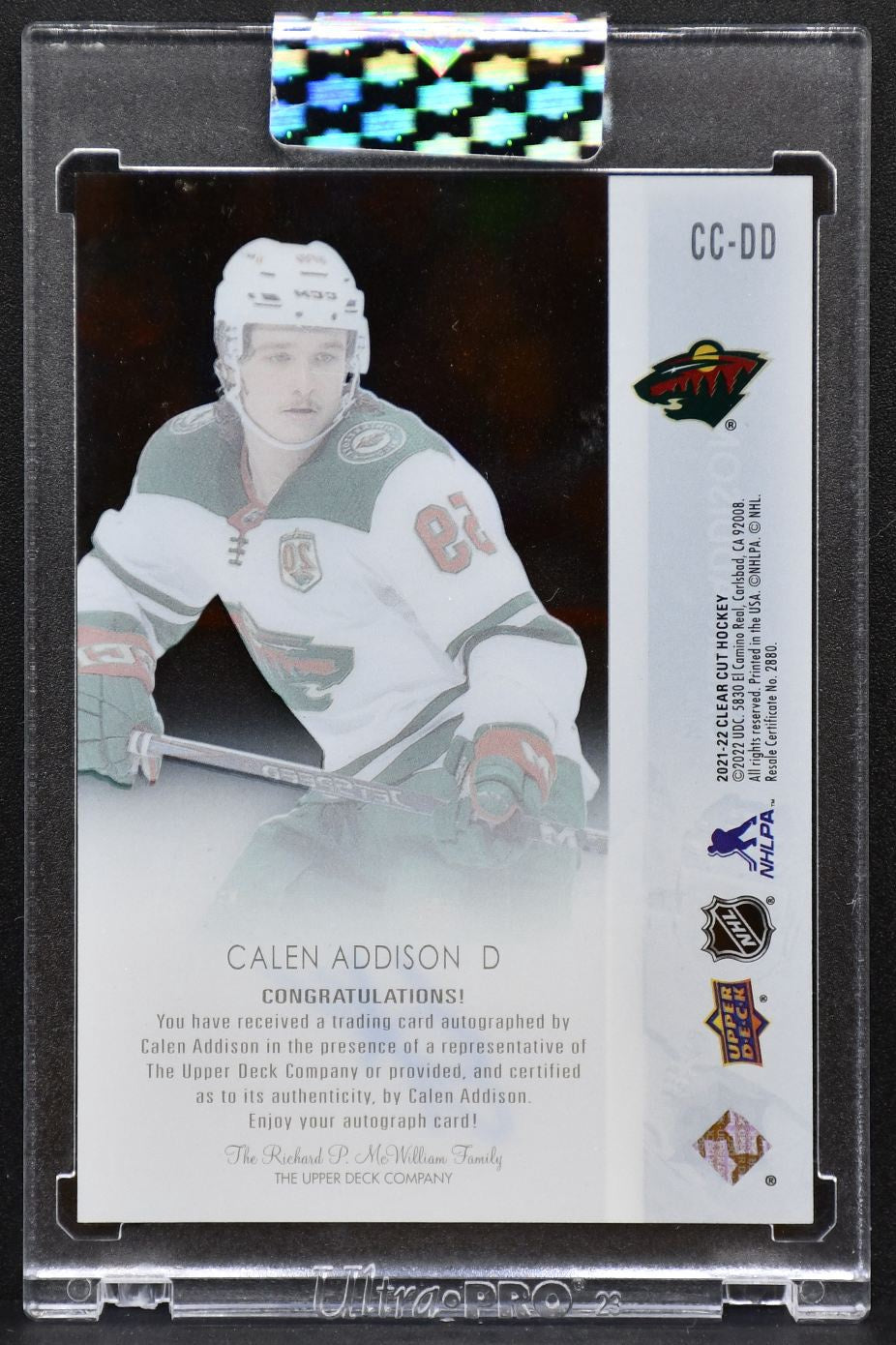 2021-22 Upper Deck Clear Cut Base Calen Addison CC-DD RC Auto 0879