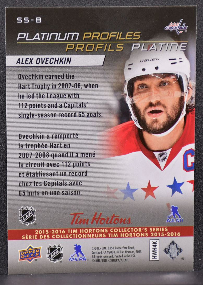 2015-16 UD Tim Hortons Platinum Profiles Alexander Ovechkin SS-8 Capitals 7955