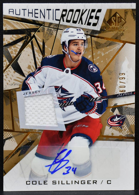 2021-22 SP Game Used Authentic  Sillinger Blue Jackets RC Auto 60/99 Jersey 4821