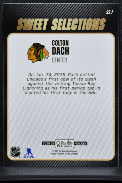 2025-26 O Pee Chee Platinum Sweet Selections Colton Dach Chicago Blackhawks 8853