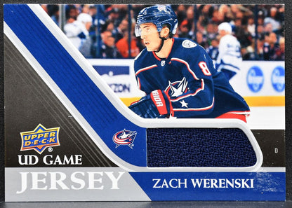 2020-21 Upper Deck Series 1 UD Game Jersey Zach Werenski GJ-ZW Blue Jackets 4176