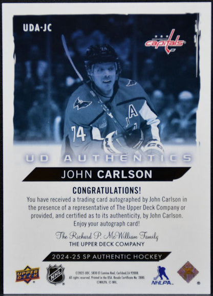 2024-25 SP Authentic UD Authentics Auto John Carlson UDA-JC Capitals Auto 5089