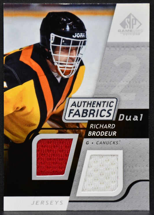 2008-09 SP Game Used Authentic Fabrics Dual Richard Brodeur AF-RB Canucks Jersey 2561