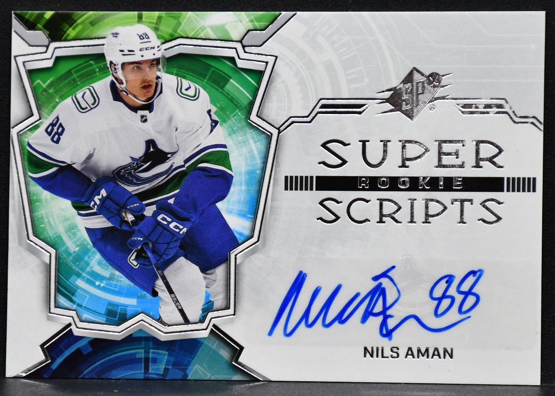2022-23 SPx Rookie Superscripts Nils Aman SSR-AM Vancouver Canucks RC Auto