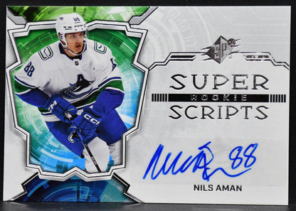 2022-23 SPx Rookie Superscripts Nils Aman SSR-AM Vancouver Canucks RC Auto