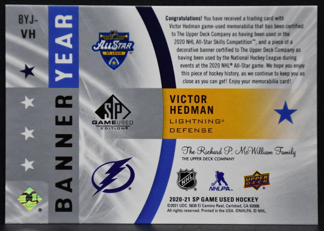 20-21 SP Game Used Banner Year Jersey All-Star Victor Hedman Lightning Jersey 6903