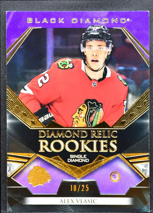 2022-23 UD Black Diamond Relic Single Purple Vlasic Blackhawks RC /25 0359