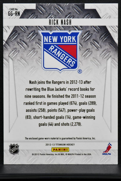 2012-13 Panini Titanium Game-Worn Gear Rick Nash GG-RN Rangers Jersey 4467