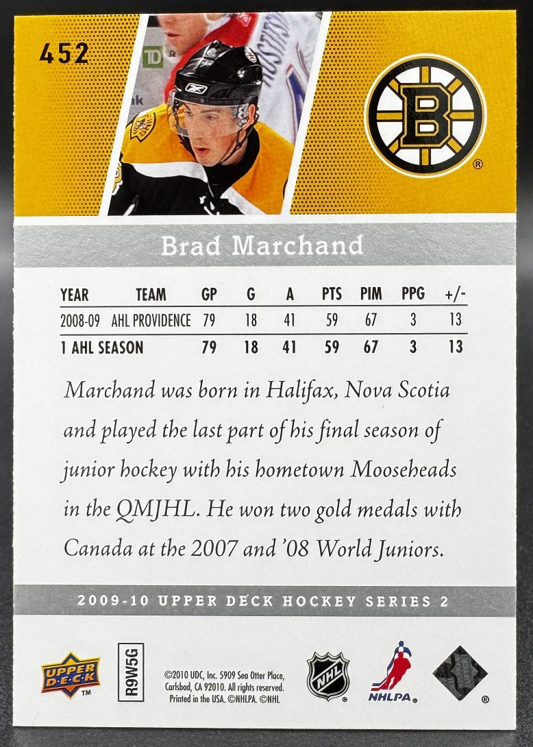 2009-10 UD Young Guns Brad Marchand 452 Boston Bruins RC