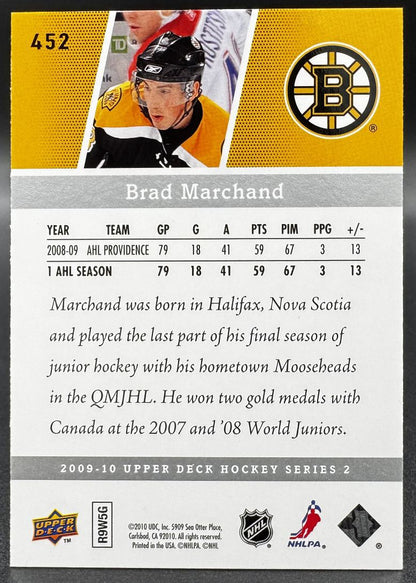 2009-10 UD Young Guns Brad Marchand 452 Boston Bruins RC