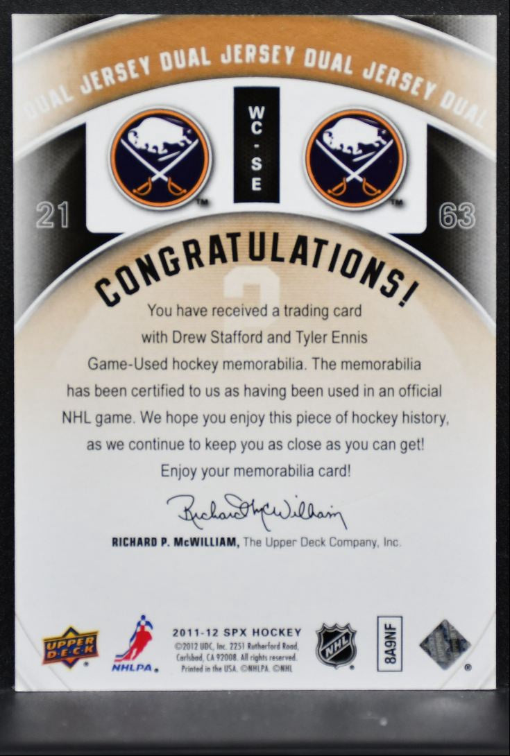 2011-12 SPx Winning Combos Dual Jersey Drew Stafford/Tyler Ennis Jersey 4251